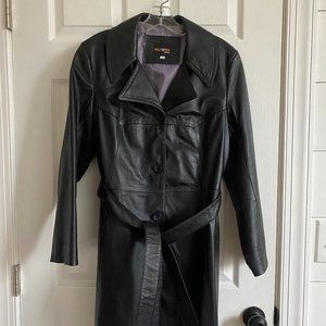 La Factoria Vintage Black Leather Coat - Women - Size Large - GORGEOUS!